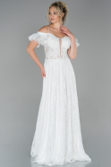Длинное Вечернее Платье Белый ABU1800