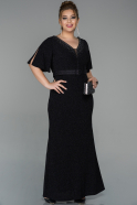 Длинное Свободное Вечернее Платье Черный ABU1806