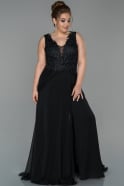 Большое Атласное Платье Черный ABU1807