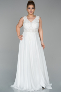 Большое Атласное Платье Белый ABU1808