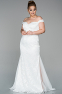 Большое Длинное Кружевное Вечернее Платье Белый ABU1777