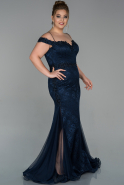 Большое Длинное Кружевное Вечернее Платье Темно-синий ABU1777
