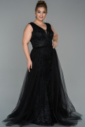 Большое Длинное Кружевное Платье Черный ABU1804
