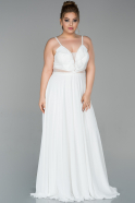 Длинное Шифоновое Вечернее Платье Белый ABU1778