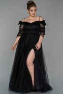 Длинное Свободное Вечернее Платье Черный ABU1620