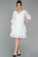 Короткое Шифоновое Вечернее Платье Белый ABK1002