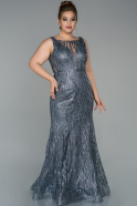 Длинное Свободное Вечернее Платье Серый ABU1561