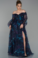 Длинное Свободное Вечернее Платье Пурпурный ABU1803