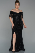 Длинное Свободное Вечернее Платье Черный ABU1745