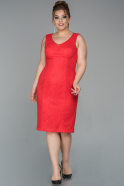 Большое Короткое Кружевное Платье красный ABK1026
