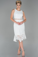 Миди Кружевное Ночное Платье Белый ABK1036