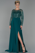 Длинное Помолвочное Платье Изумрудно-зеленый ABU1020