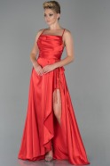 Длинное Атласное Платье Для Помолвки красный ABU1764