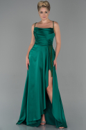 Длинное Атласное Платье Для Помолвки Изумрудно-зеленый ABU1764