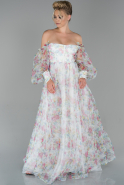 Длинное Пригласительное Платье Белый ABU1820