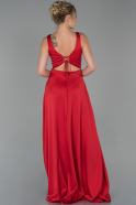 Длинное Атласное Вечернее Платье красный ABU1746