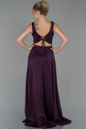 Длинное Атласное Вечернее Платье Пурпурный ABU1746