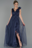 Длинное Вечернее Платье Серый-Индиго ABU1815