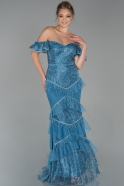Длинное Помолвочное Платье Индиго ABU1172
