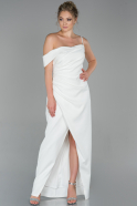 Длинное Выпускное Платье Белый ABU1717