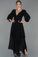 Длинное Шифоновое Вечернее Платье Черный ABU1834