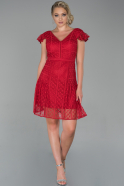 Короткое Кружевное Платье красный ABK1061