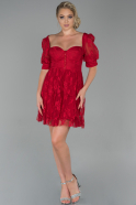 Короткое Кружевное Платье красный ABK1063