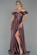 Длинное Атласное Вечернее Платье Телесный ABU1840