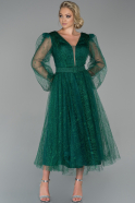 Миди Ночное Платье Изумрудно-зеленый ABK984
