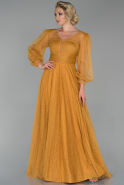 Длинное Вечернее Платье Горчичный ABU1841