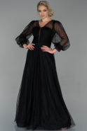 Длинное Вечернее Платье Черный ABU1841
