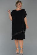 Большое Короткое Шифоновое Платье Черный ABK1071
