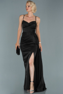 Длинное Атласное Платье Для Помолвки Черный ABU1850