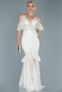 Длинное Вечернее Платье Русалка Белый ABU1853