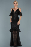 Длинное Вечернее Платье Русалка Черный ABU1853