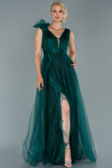 Длинное Вечернее Платье Изумрудно-зеленый ABU1855