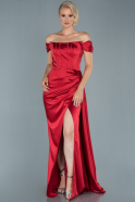 Длинное Атласное Вечернее Платье красный ABU1856