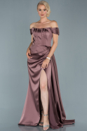 Длинное Атласное Вечернее Платье Телесный ABU1856
