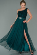 Длинное Вечернее Платье Изумрудно-зеленый ABU1865