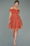 Короткое Вечернее Платье Оранжевый ABK974