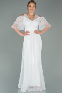Длинное Вечернее Платье Из Кружева Белый ABU1866