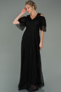 Длинное Вечернее Платье Из Кружева Черный ABU1866