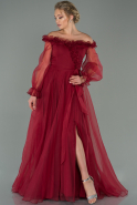 Длинное Вечернее Платье Бордовый ABU1864