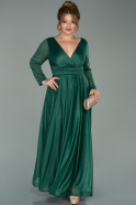 Длинное Свободное Вечернее Платье Изумрудно-зеленый ABU991