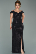 Длинное Свободное Вечернее Платье Черный-Черный ABU537