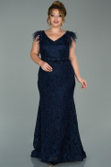 Большое Платье С Кружевами Темно-синий ABU1873