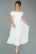 Миди Вечернее Платье Большого Размера Белый ABK1076