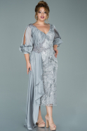 Миди Вечернее Платье Большого Размера Серый ABK1075