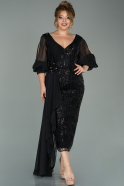 Миди Вечернее Платье Большого Размера Черный ABK1075