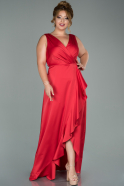 Большое Атласное Платье красный ABU1852